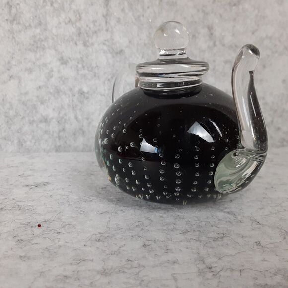 Pilgram Glass USA Made Black Tea Pot Kettle Lantern with Spout/Handle 3 1/2" - Picture 5 of 10